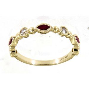Marquise Diamond Daily Wear Ruby Wedding Band Gemstone Jewelry